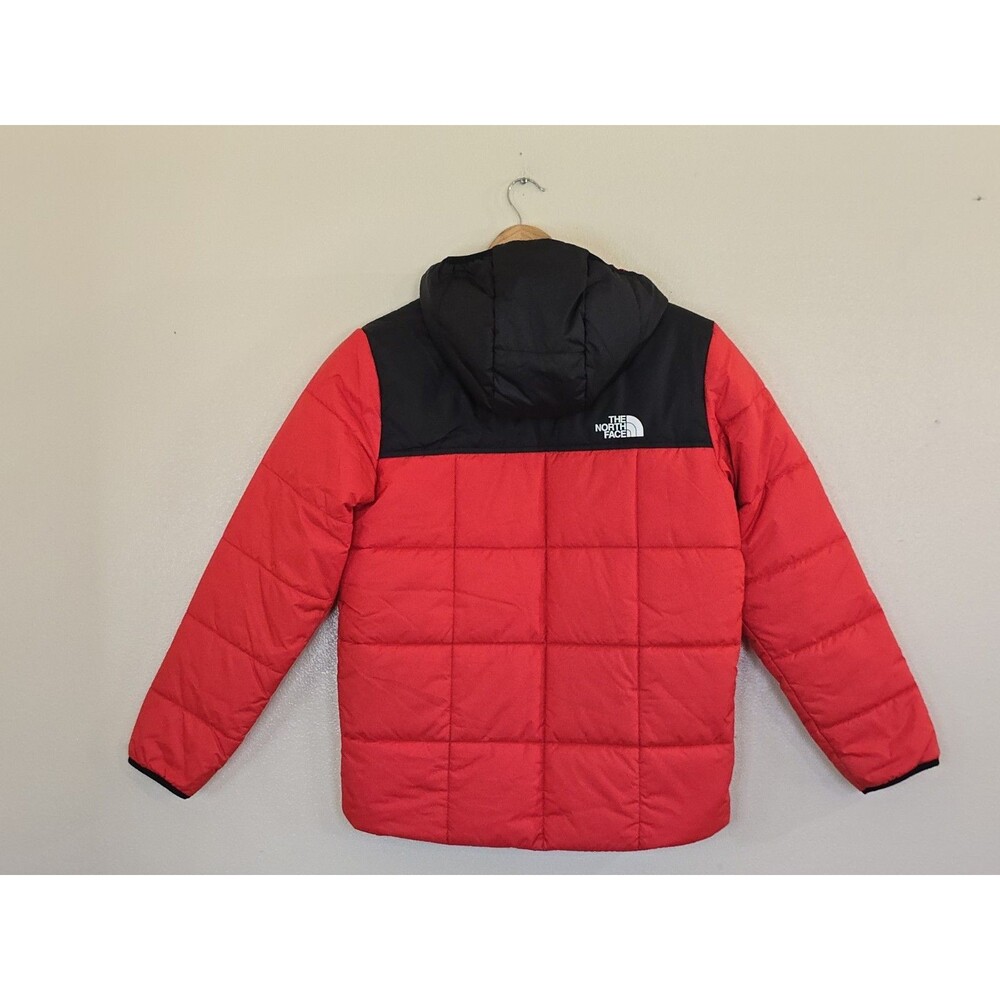 The North Face Perrito Reversible Jacket Red Black Plaid Hooded Boys L 14/16 - Picture 9 of 15